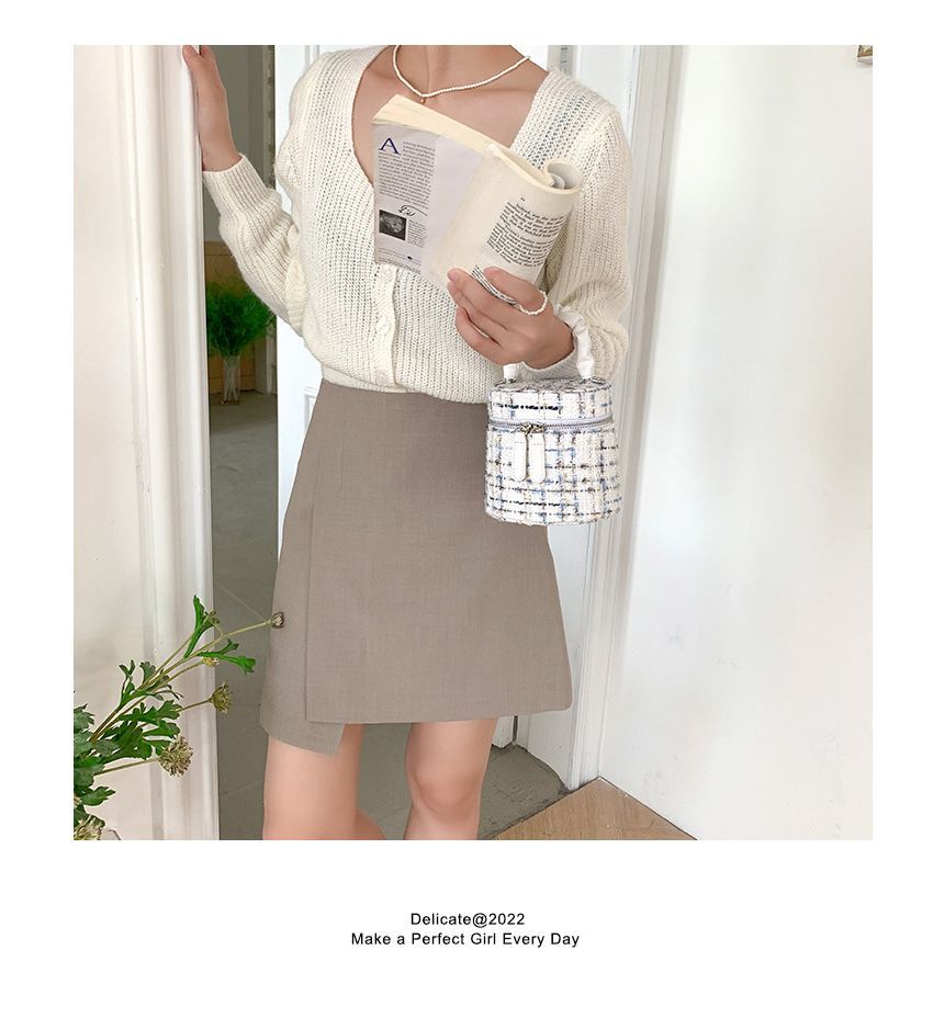 Tweed-Umhängetasche mit Reißverschluss