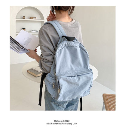 Backpack Plain Nylon Zip