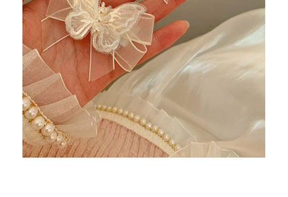 Clip / Hair Faux Pearl Set Butterfly Organza