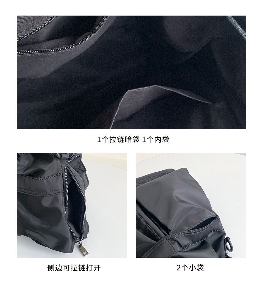 Drawstring Nylon Bucket Bag Multi-Pocket