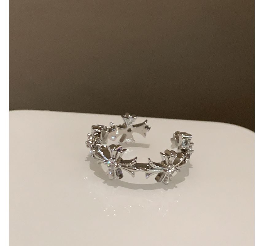 Moonstone Cross Set Open Faux Ring /