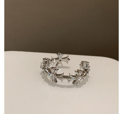 Moonstone Cross Set Open Faux Ring /