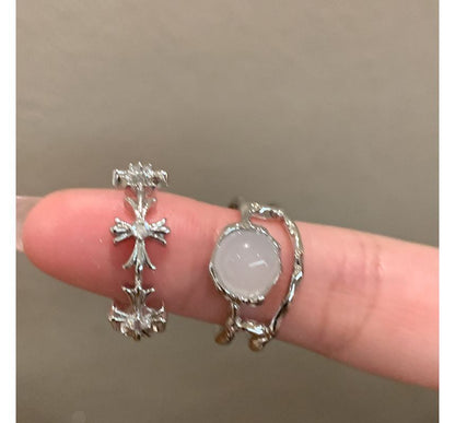 Moonstone Cross Set Open Faux Ring /
