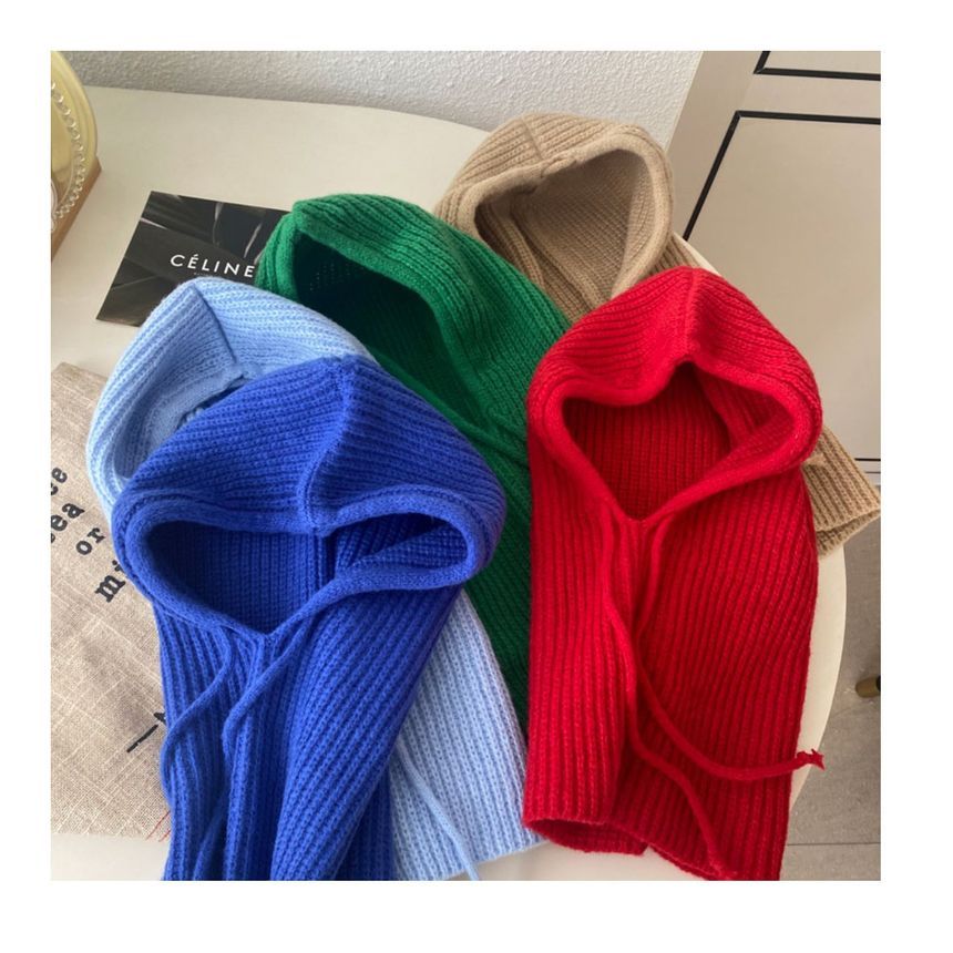Knit Balaclava Plain Drawstring