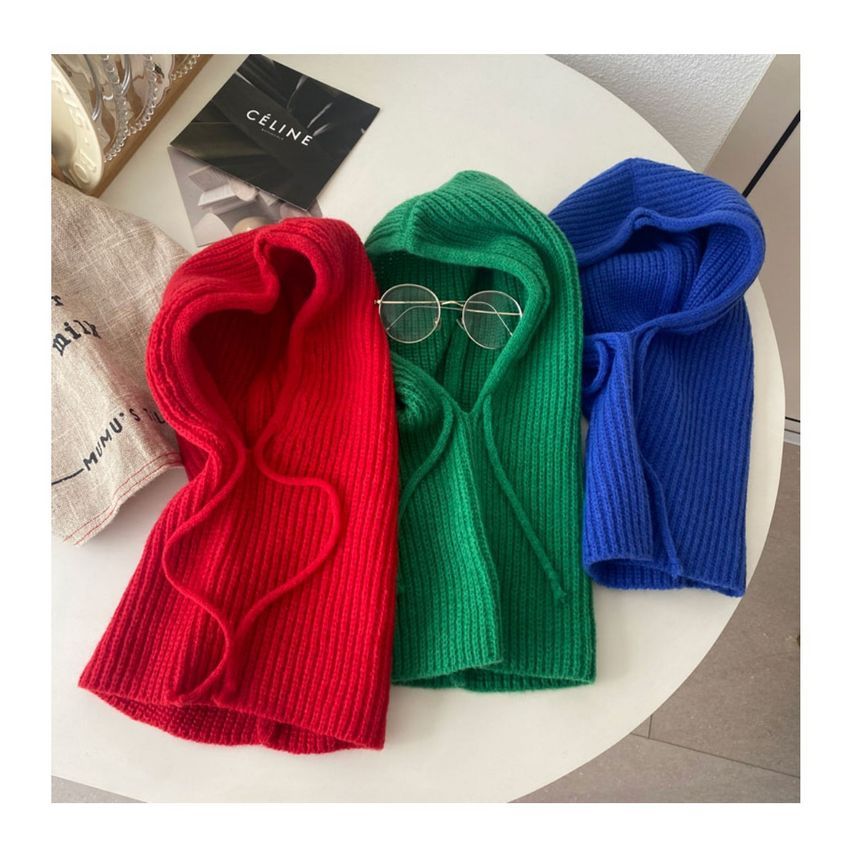Knit Balaclava Plain Drawstring