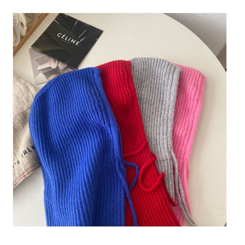 Knit Balaclava Plain Drawstring