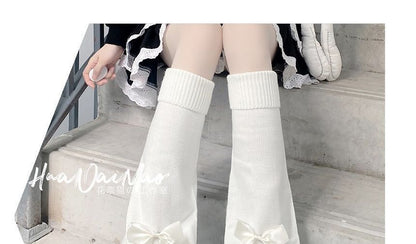 Bow Warmer Knit Plain Leg