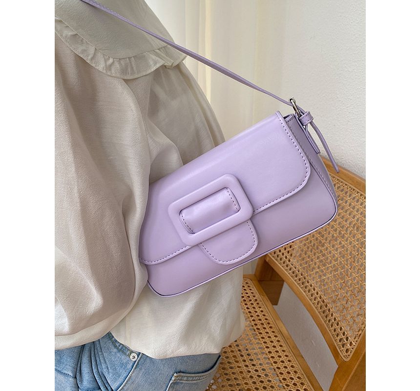 Bag Faux Shoulder Leather Buckled Flap
