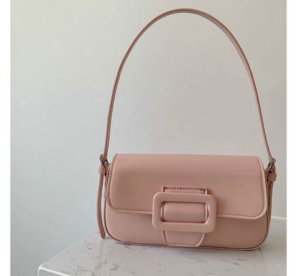Bag Faux Shoulder Leather Buckled Flap