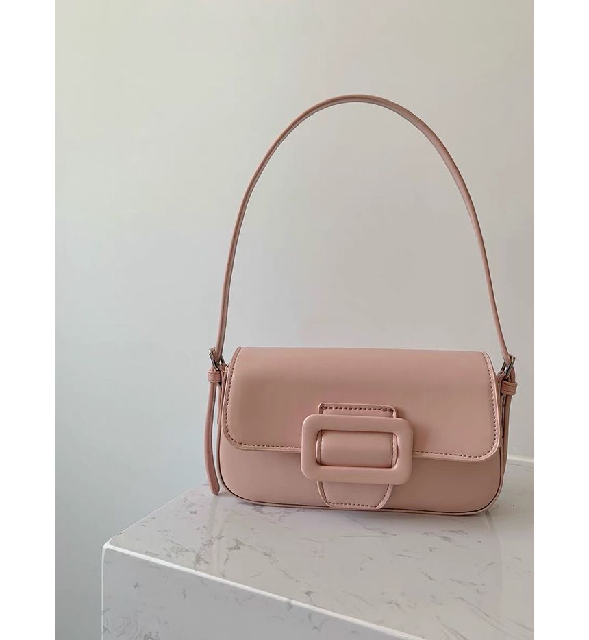 Bag Faux Shoulder Leather Buckled Flap