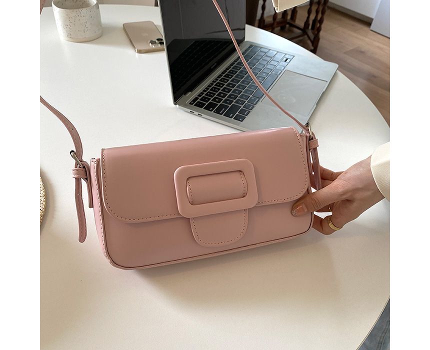 Bag Faux Shoulder Leather Buckled Flap