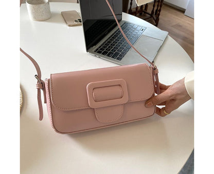 Bag Faux Shoulder Leather Buckled Flap