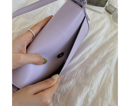 Bag Faux Shoulder Leather Buckled Flap