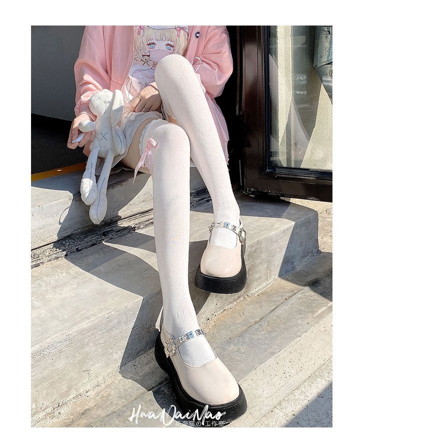 Over-The-Knee Bow Accent Socks