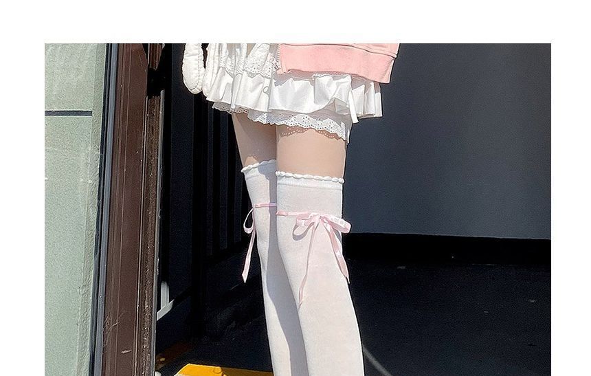 Over-The-Knee Bow Accent Socks