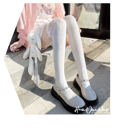 Over-The-Knee Bow Accent Socks