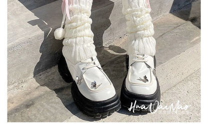 Leg Knit Bow Warmers Accent Cable