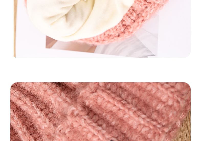 Applique Knit Beanie Rabbit Lettering Ear