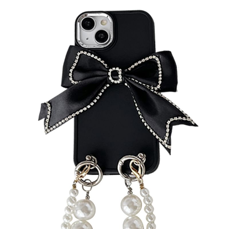 Lanyard Case Phone Bow Faux Pearl