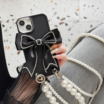 Lanyard Case Phone Bow Faux Pearl