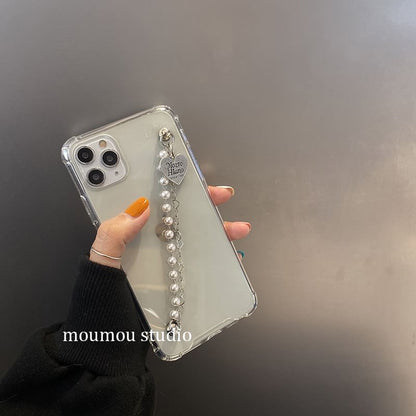 Strap Phone Pearl Heart Case Faux