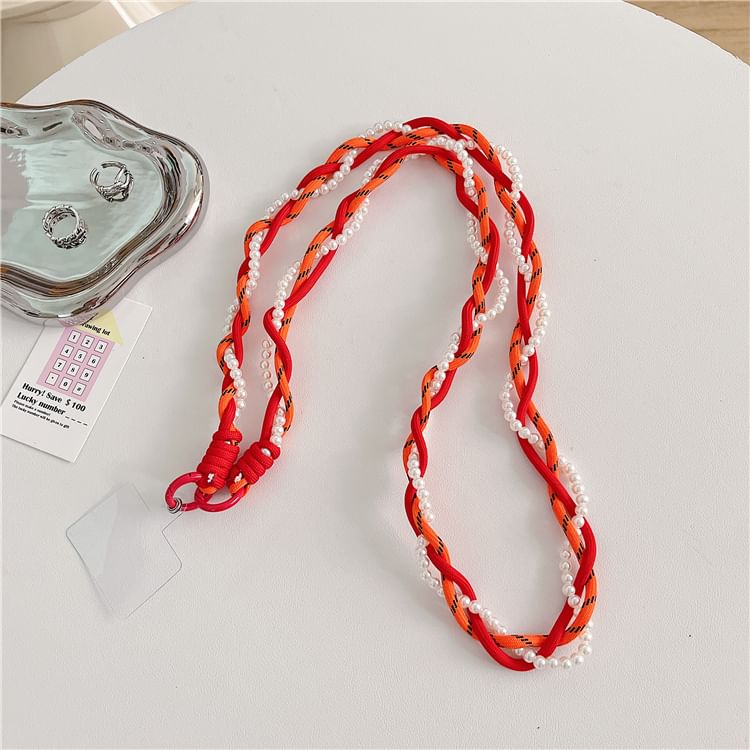 Pearl Braided Pad with Faux Lanyard Phone
