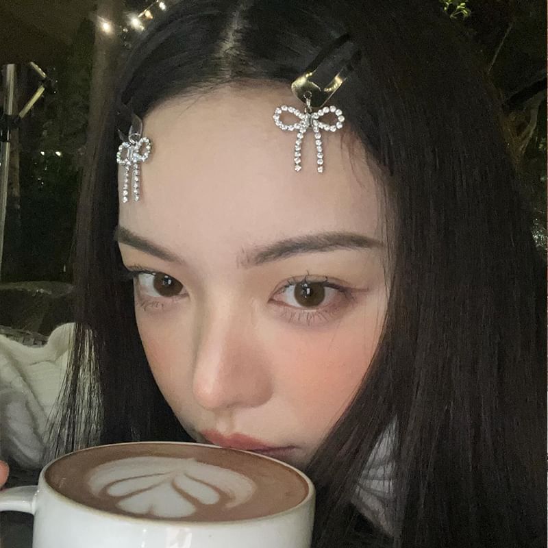 合金/ラインストーンクリップボウヘアセット