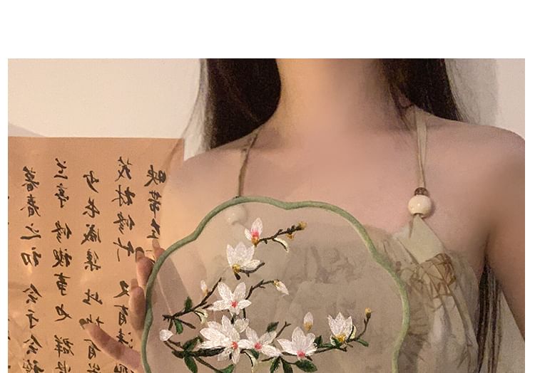 手刺繍/扇子プリントタッセル