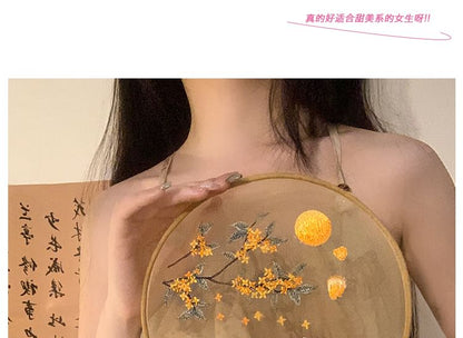 手刺繍/扇子プリントタッセル