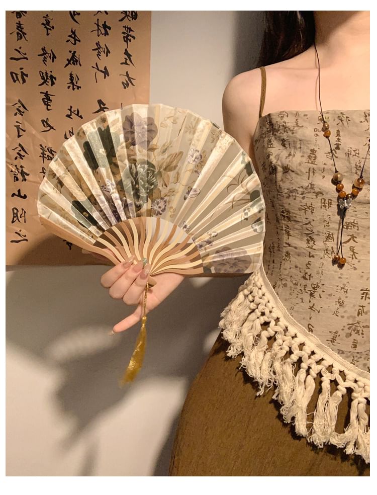(Various Foldable Designs) Fan Print Bamboo Hand