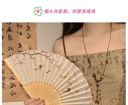 (Various Foldable Designs) Fan Print Bamboo Hand