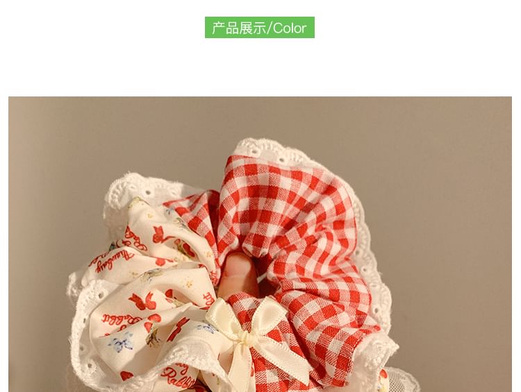 (Various Floral Cherry Bandana Scrunchie / Trim Designs) Lace