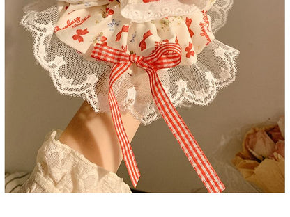 (Various Floral Cherry Bandana Scrunchie / Trim Designs) Lace