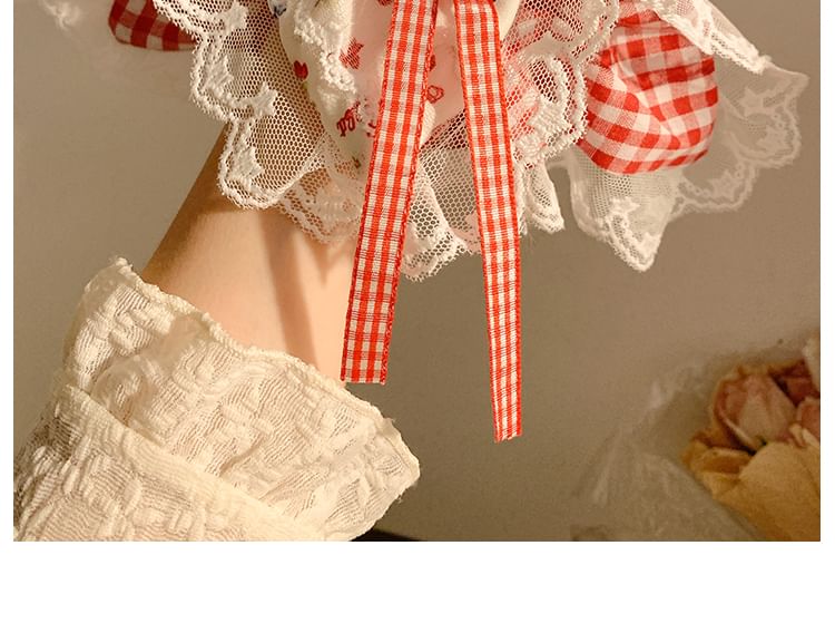(Various Floral Cherry Bandana Scrunchie / Trim Designs) Lace