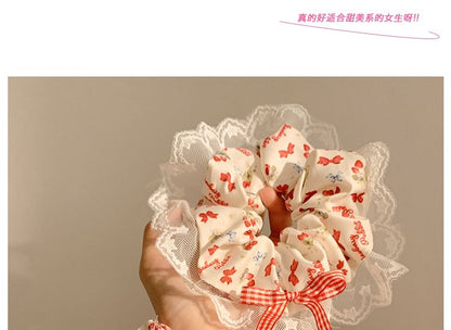 (Various Floral Cherry Bandana Scrunchie / Trim Designs) Lace