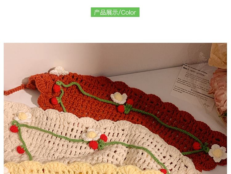 Bonnet Floral Crochet Hair Hat Tie /