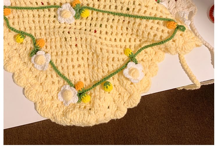 Bonnet Floral Crochet Hair Hat Tie /