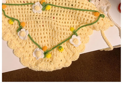 Bonnet Floral Crochet Hair Hat Tie /
