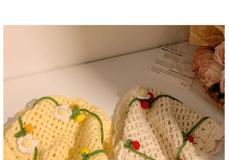 Bonnet Floral Crochet Hair Hat Tie /