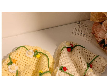 Bonnet Floral Crochet Hair Hat Tie /