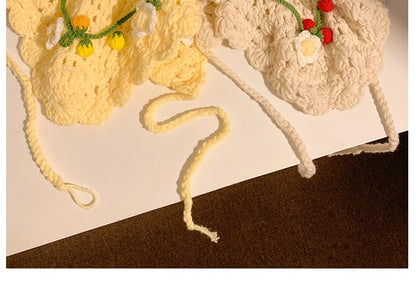 Bonnet Floral Crochet Hair Hat Tie /