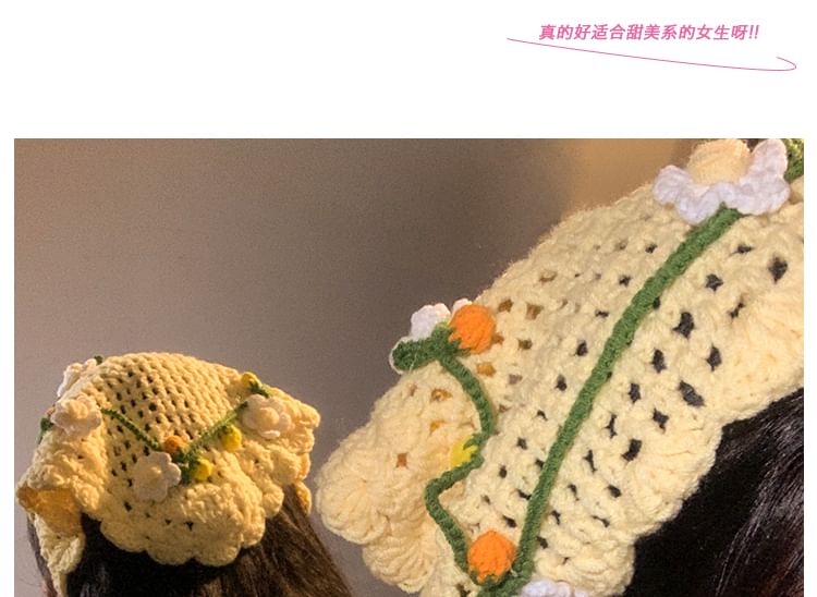 Bonnet Floral Crochet Hair Hat Tie /