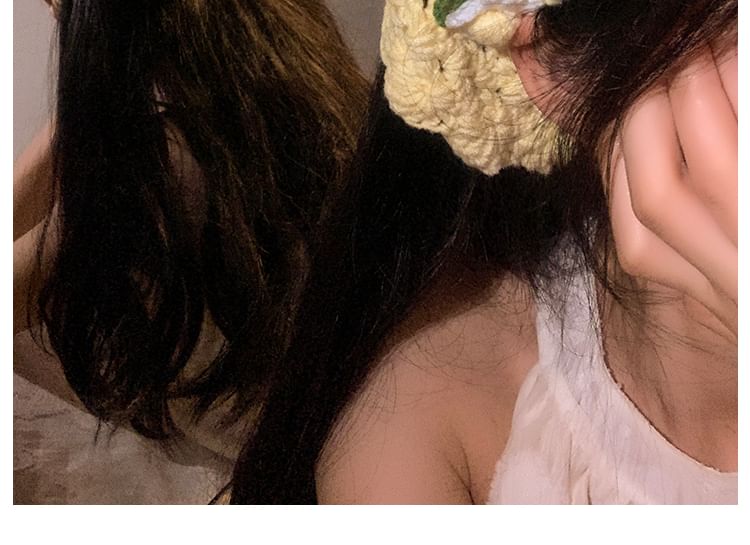 Bonnet Floral Crochet Hair Hat Tie /