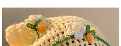Bonnet Floral Crochet Hair Hat Tie /