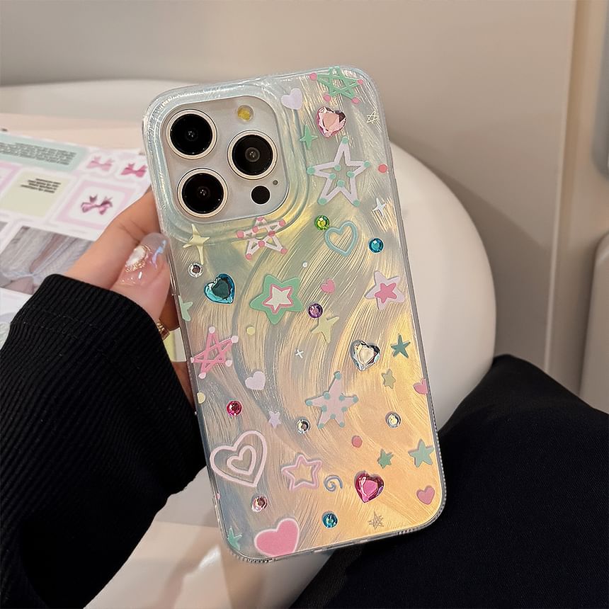 Phone Strap Set / Adhesive Case Decoration Star Rhinestone