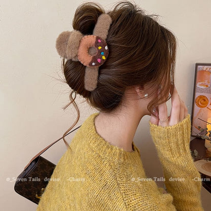 Chenille Acrylic Claw Donut Hair Clip