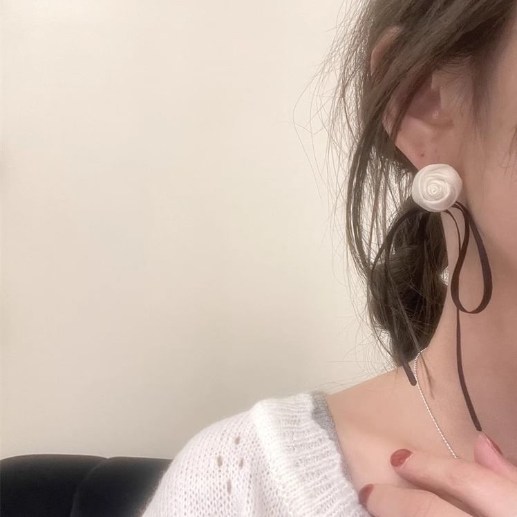 Flower Stud Ribbon Earring