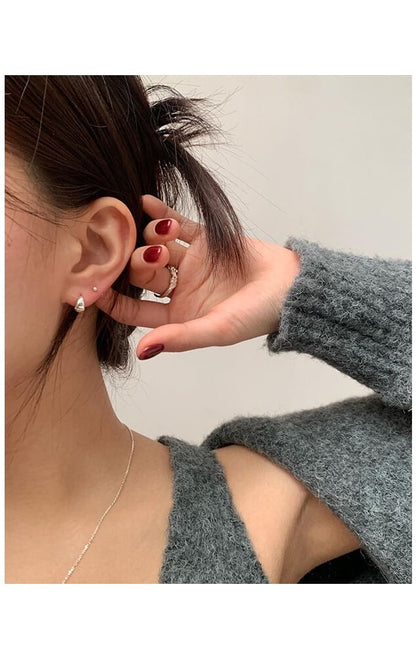 Glossy Sterling Silver Hoop Earring 925