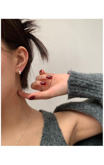 Glossy Sterling Silver Hoop Earring 925
