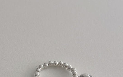 Silver Pearl Sterling Faux Ring Elastic Beaded 925